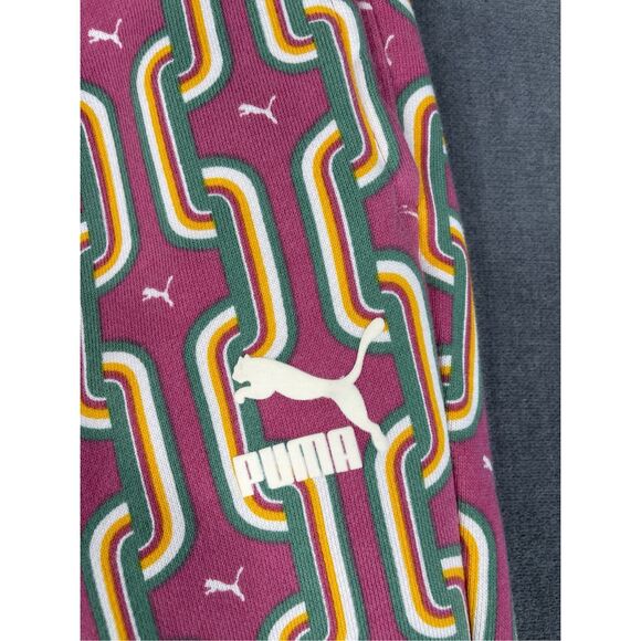 Puma Sweatpants Women L Multicolor Retro Geometric Lounge Joggers Athleisure - Picture 3 of 12